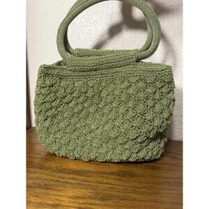 Vintage The Sak Green Crochet Knit Handbag - Boho 90s Y2K Top Handle Purse